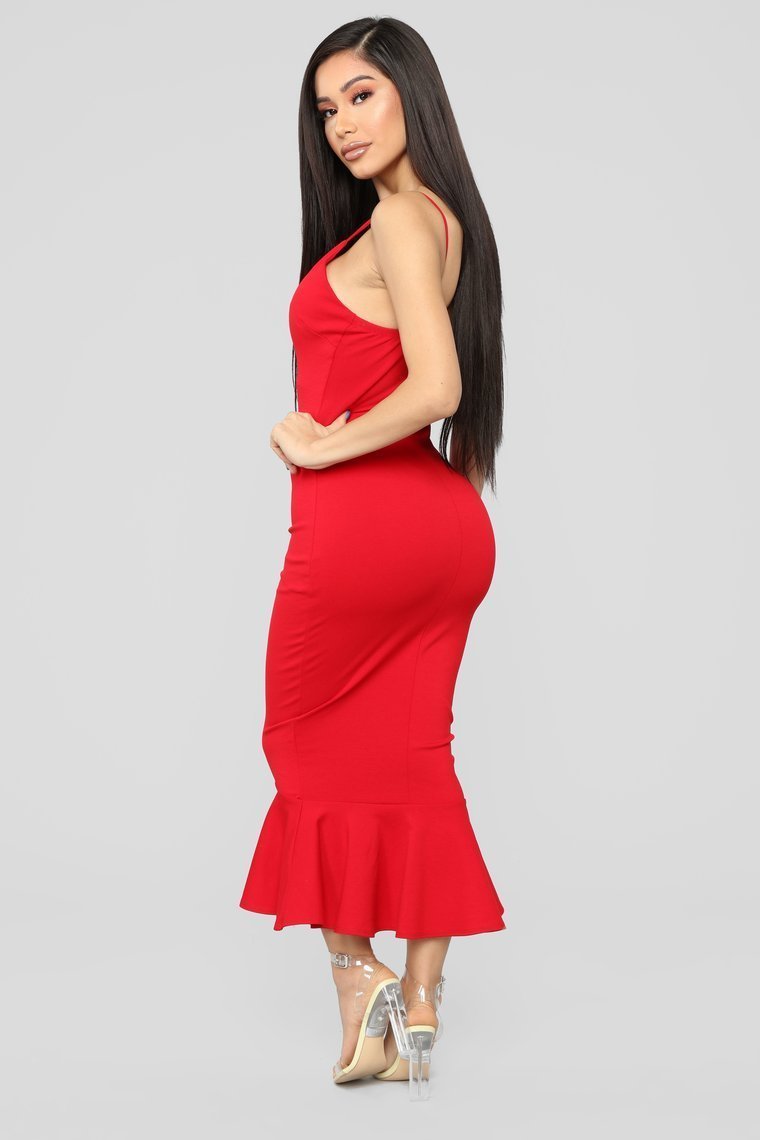 Playing The Game High Low Midi Dress - Red - jameswhite001
