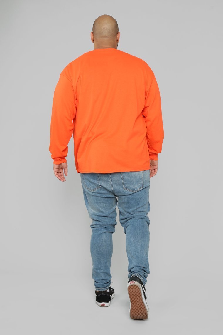 Riding Long Sleeve Tee - Orange/White - jameswhite001