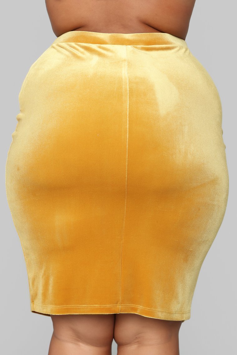 Softest Touch Velvet Skirt - Mustard - jameswhite001