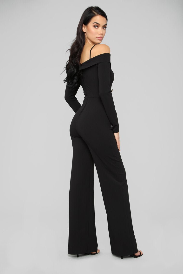 Strictly Business Tuxedo Jumpsuit - Black - jameswhite001