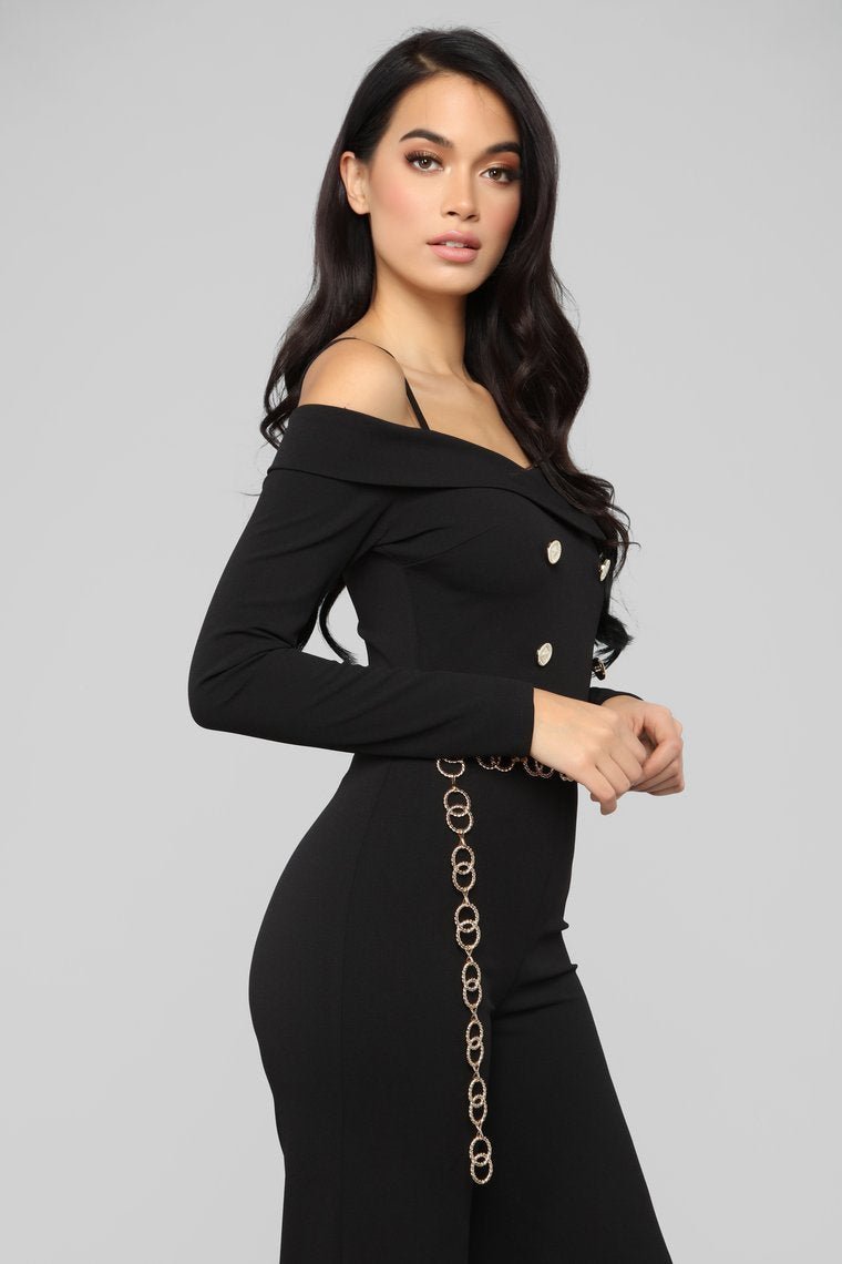 Strictly Business Tuxedo Jumpsuit - Black - jameswhite001