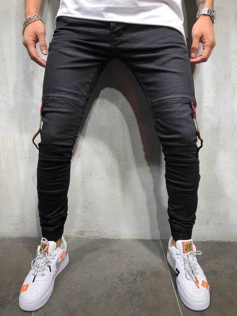 STRIPED JOGGER JEANS ELASTIC ANKLE RING DETAIL 3929 - jameswhite001