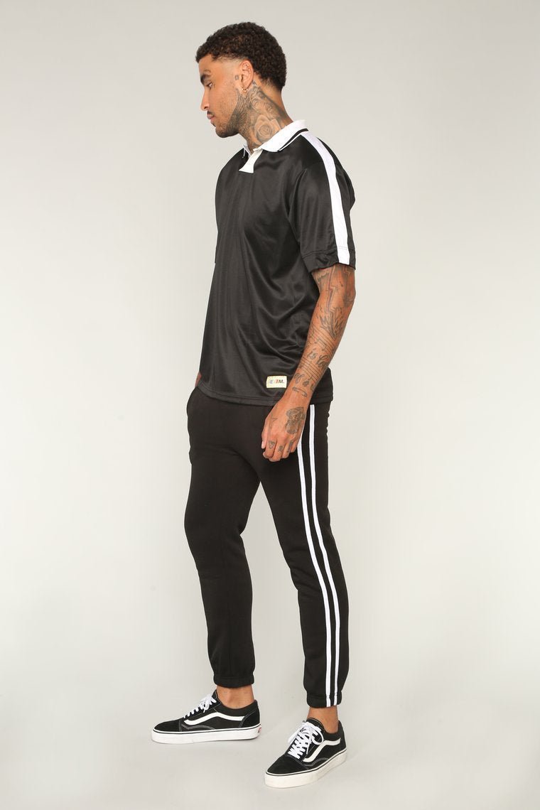Stripped Joggers - Black/White - jameswhite001