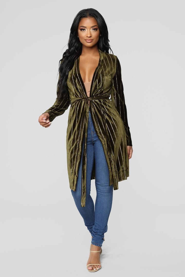 Strut My Stuff Duster - Olive - jameswhite001