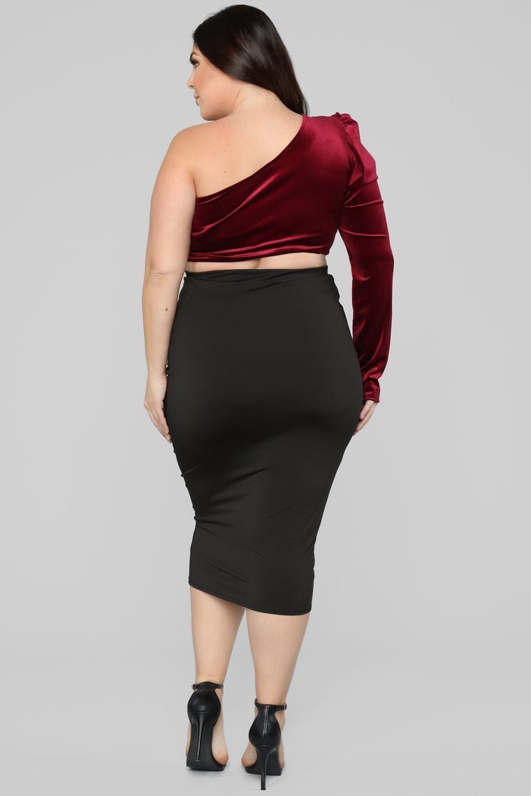 STYLED ON INSTAGRAM All For One Shoulder Top - Burgundy - jameswhite001