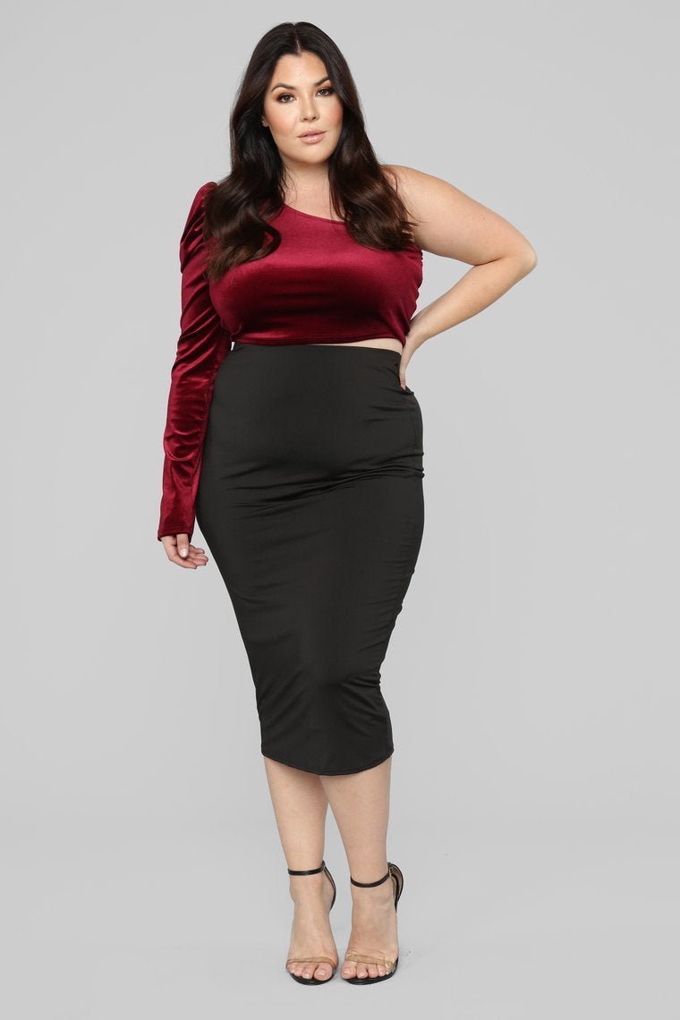 STYLED ON INSTAGRAM All For One Shoulder Top - Burgundy - jameswhite001