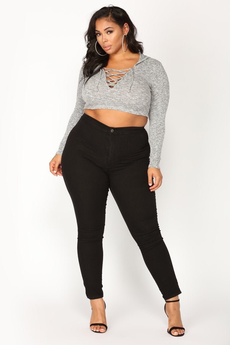 Super High Waist Denim Skinnies - Black - jameswhite001