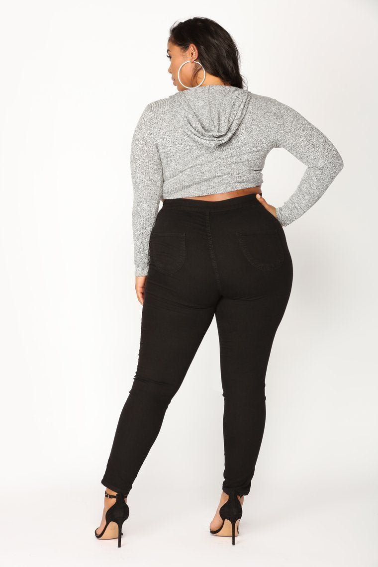 Super High Waist Denim Skinnies - Black - jameswhite001