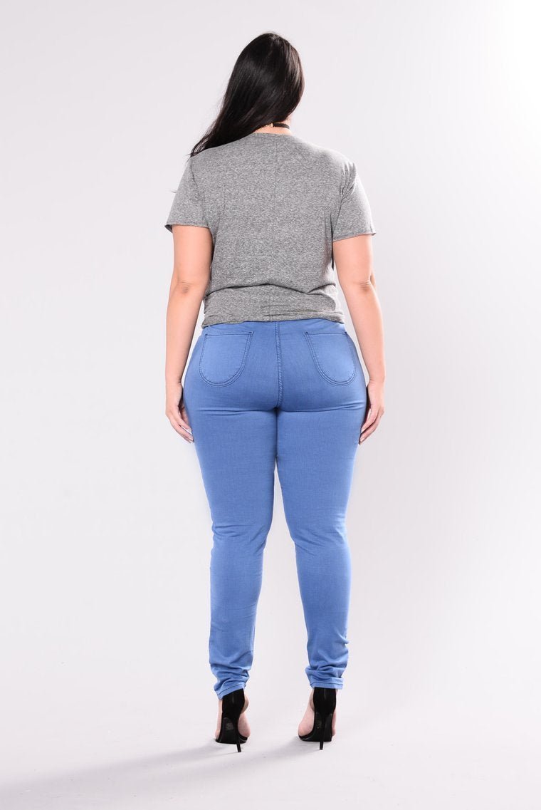 Super High Waist Denim Skinnies - Medium Blue - jameswhite001