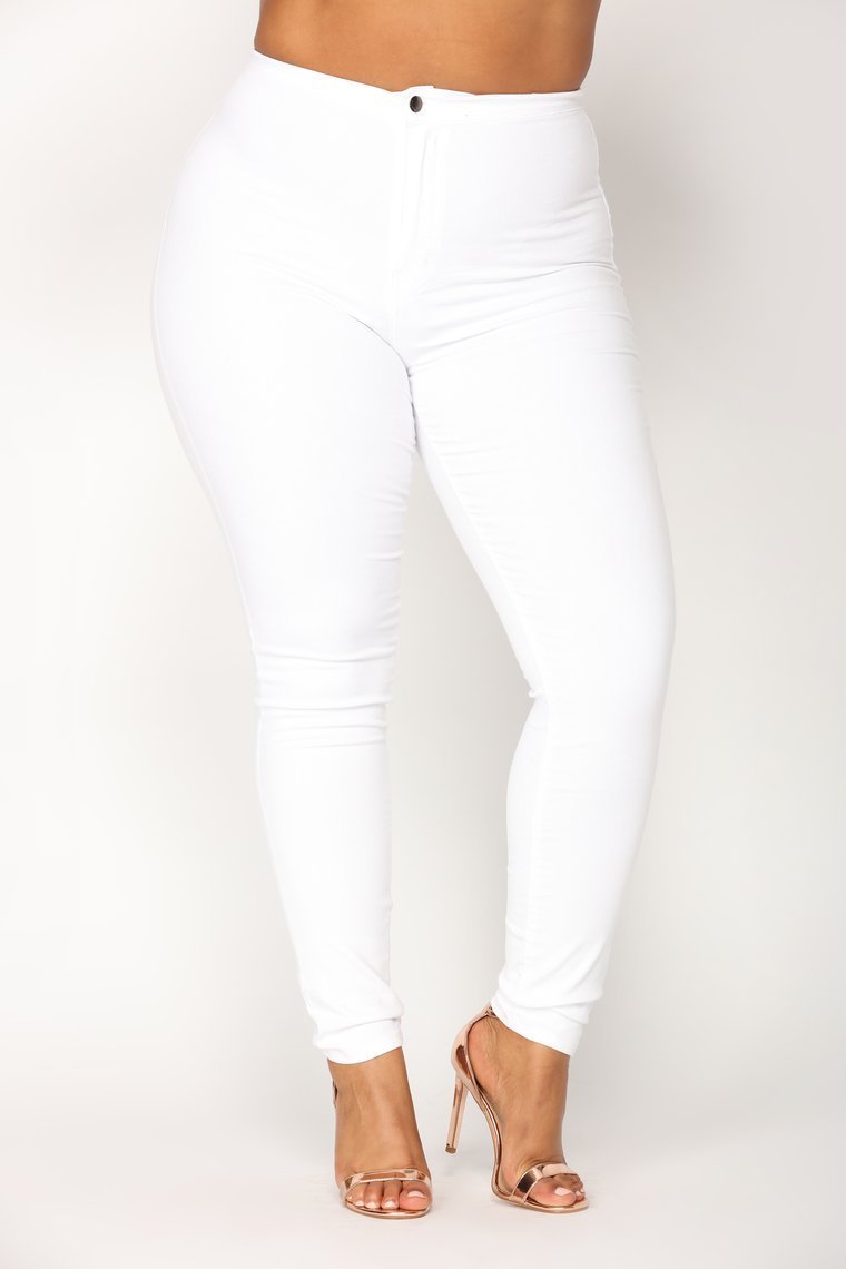 Super High Waist Denim Skinnies - White - jameswhite001