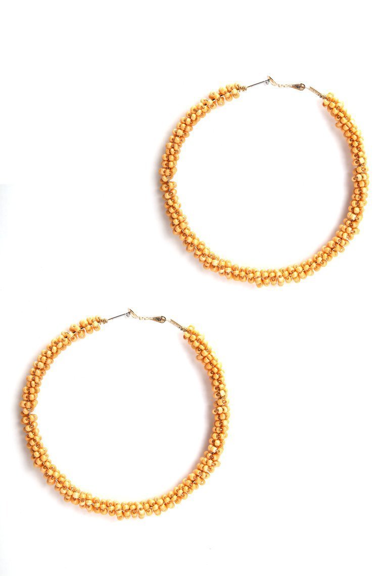 Take The Bead Hoop Earrings - Mustard - jameswhite001