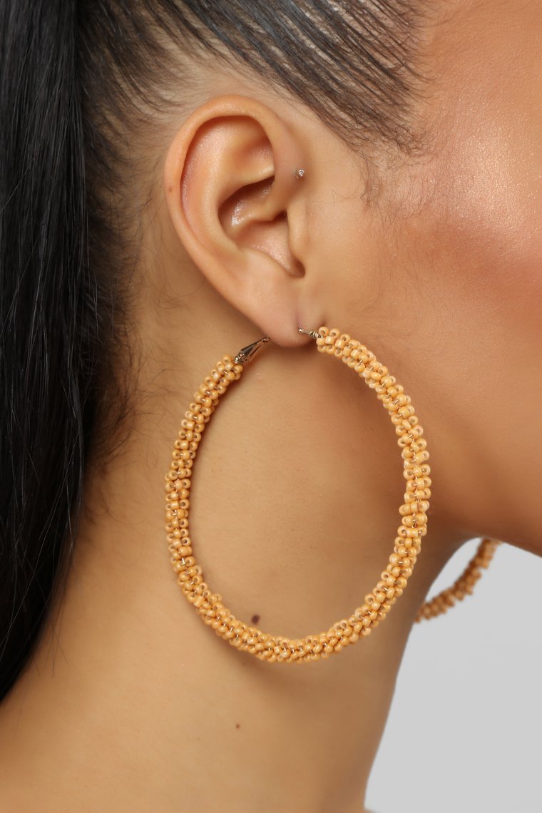 Take The Bead Hoop Earrings - Mustard - jameswhite001