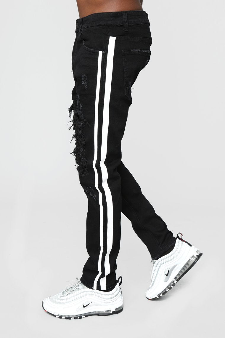 Tape 30" Skinny Jeans - Black/White - jameswhite001