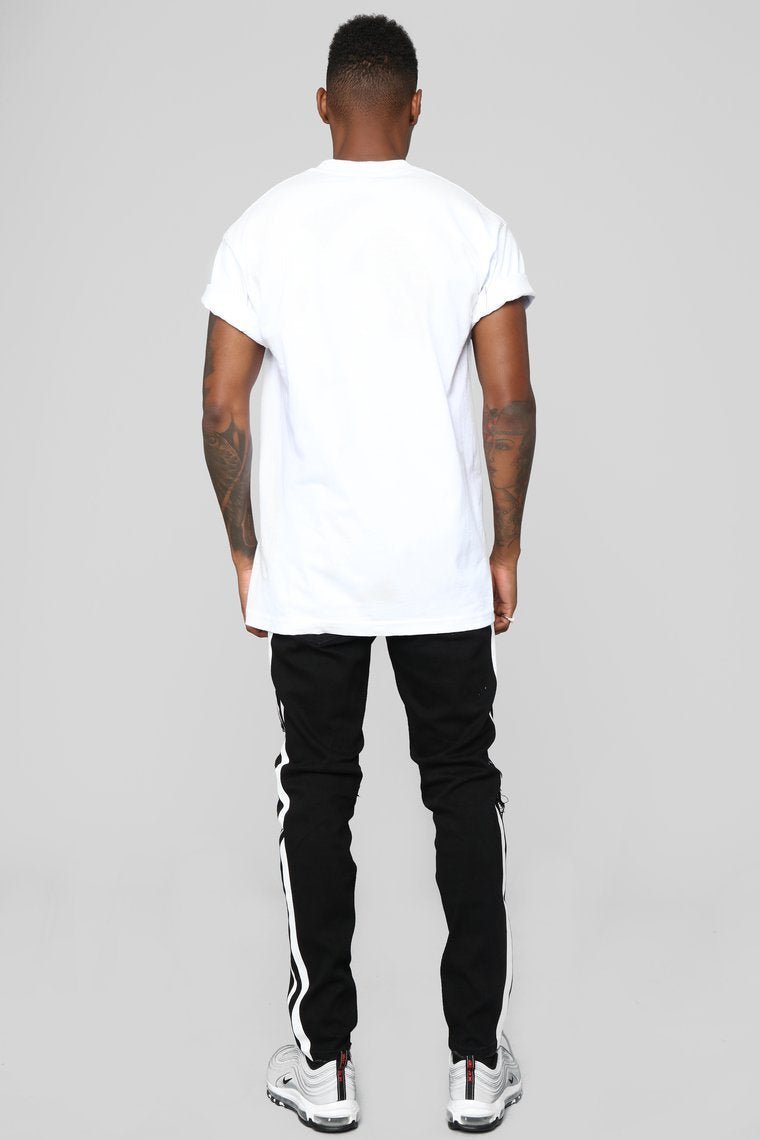 Tape 30" Skinny Jeans - Black/White - jameswhite001