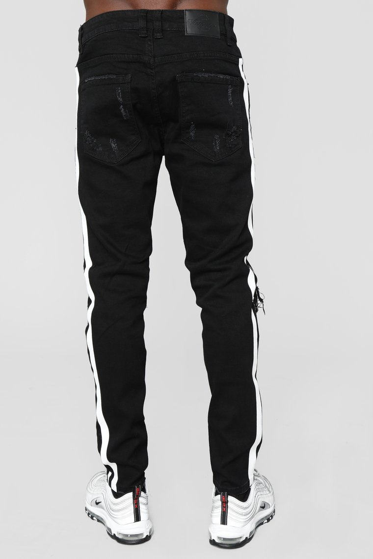 Tape 30" Skinny Jeans - Black/White - jameswhite001