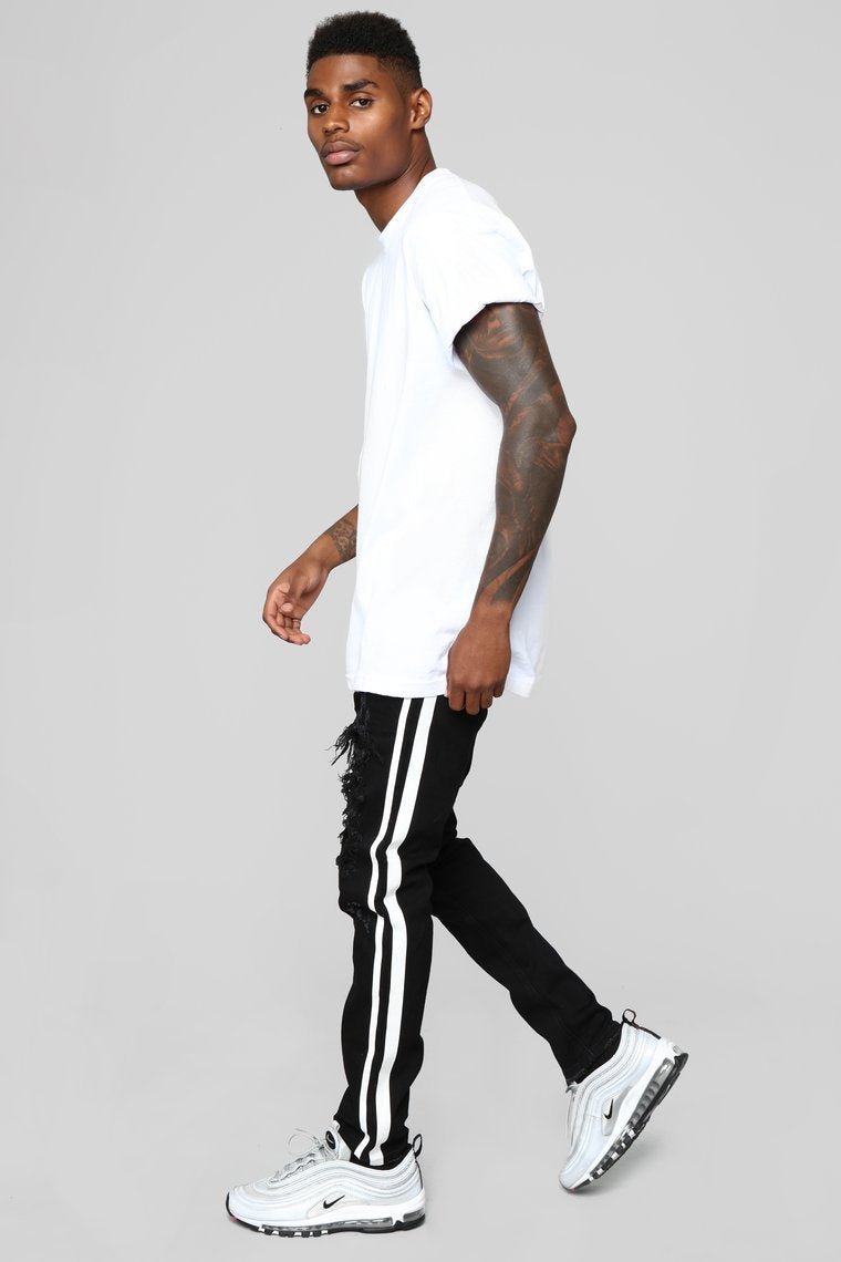 Tape 30" Skinny Jeans - Black/White - jameswhite001