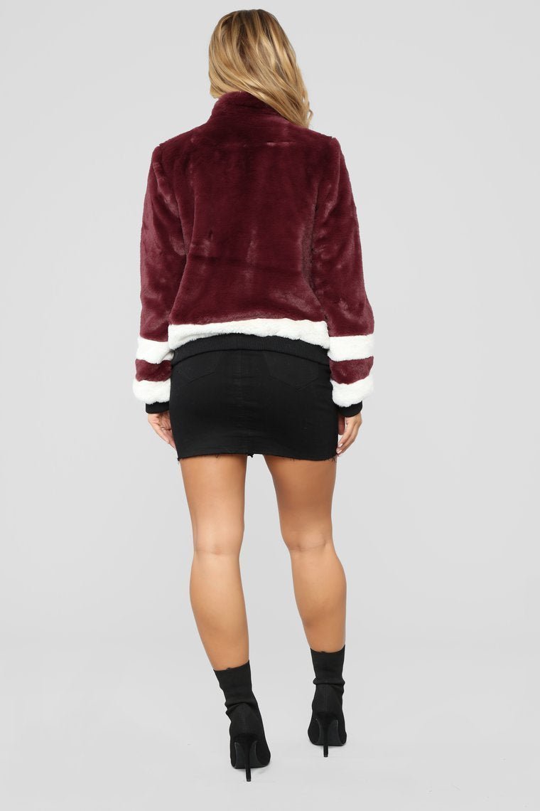 That's What I Like Fur Bomber - Burgundy - jameswhite001