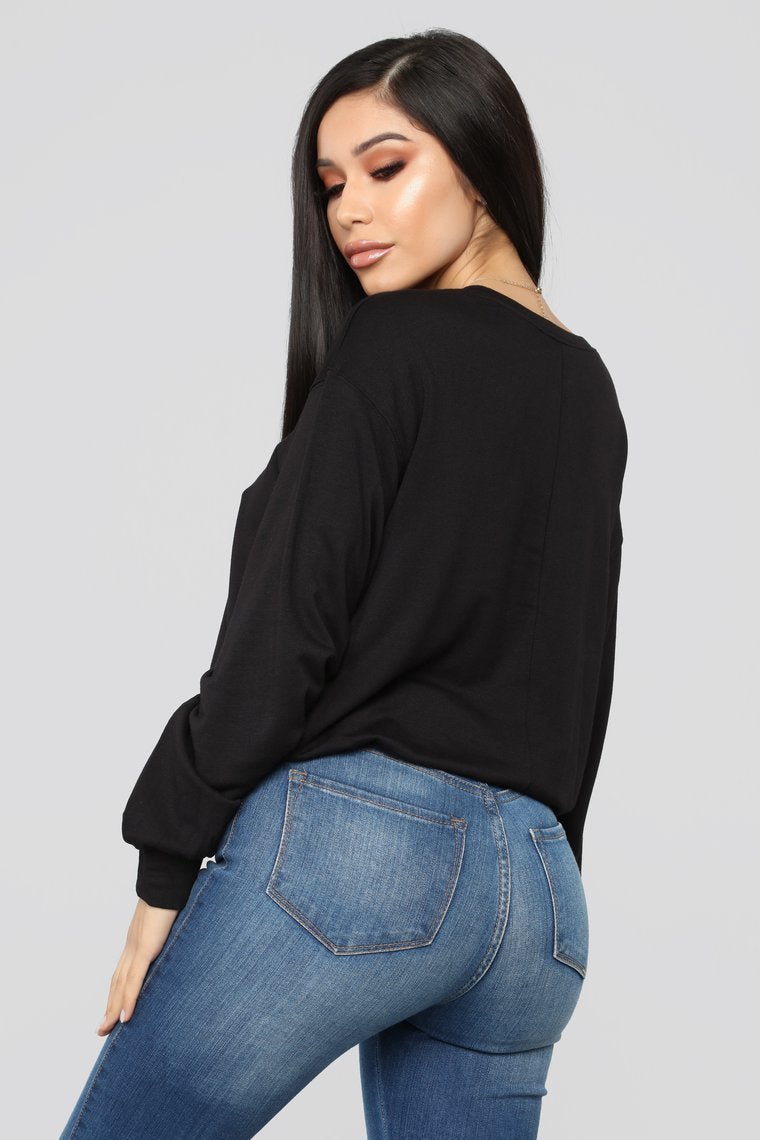 Throw It On Long Sleeve Top - Black - jameswhite001