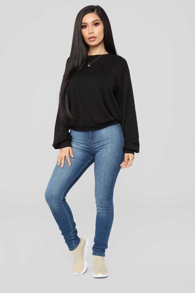 Throw It On Long Sleeve Top - Black - jameswhite001