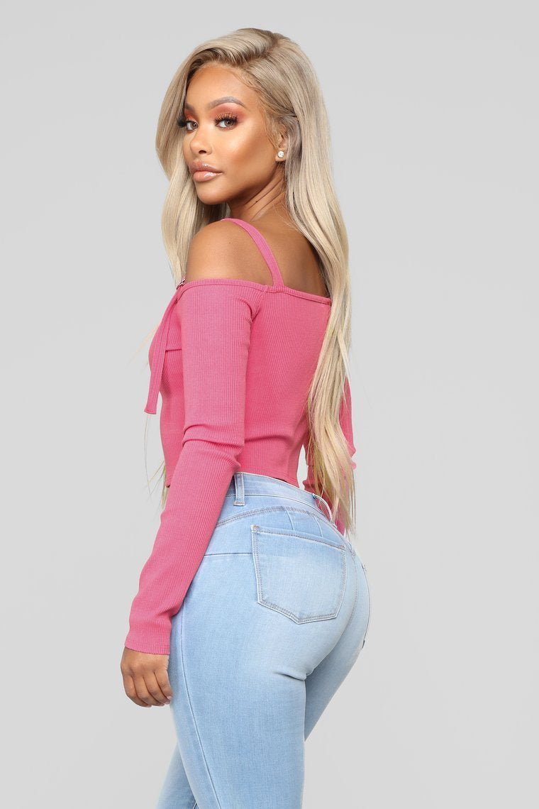 Today's Mood Cold Shoulder Top - Neon Pink - jameswhite001