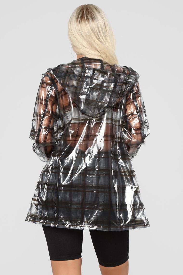 Transparent Plaid Hooded Jacket - Black/Combo - jameswhite001