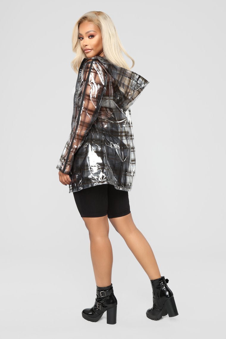 Transparent Plaid Hooded Jacket - Black/Combo - jameswhite001