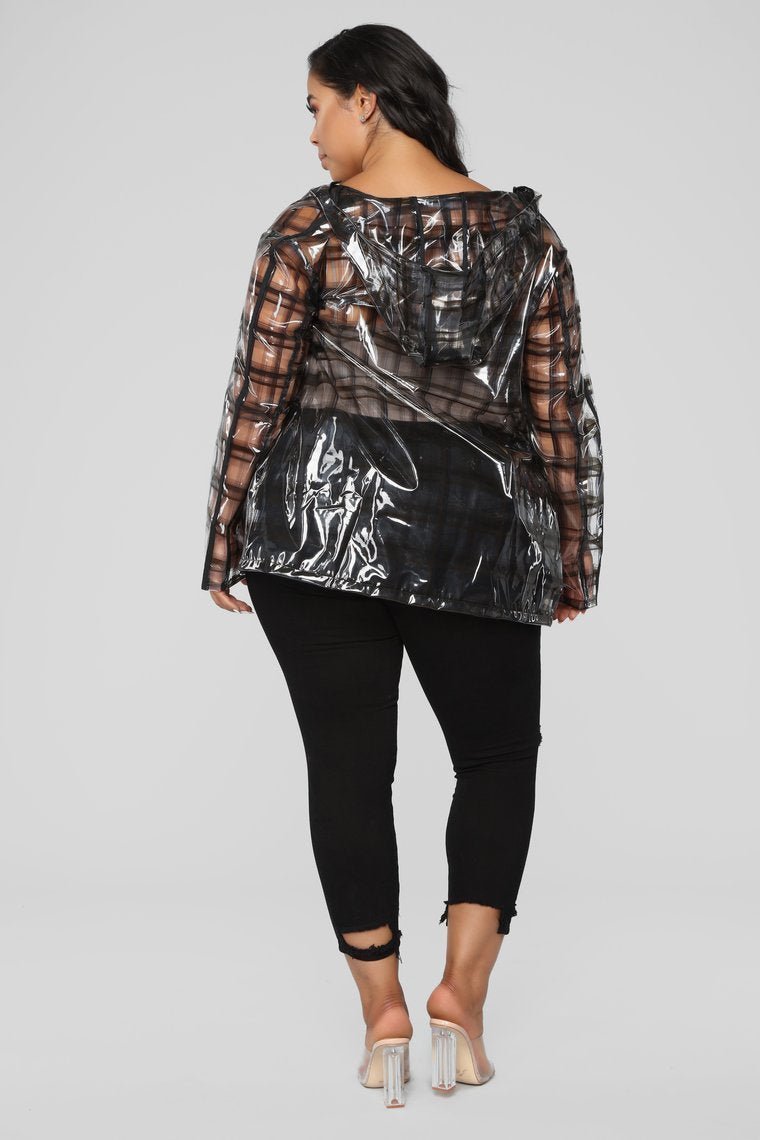 Transparent Plaid Hooded Jacket - Black/Combo - jameswhite001