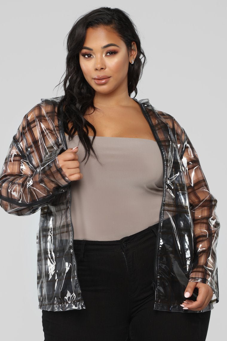Transparent Plaid Hooded Jacket - Black/Combo - jameswhite001