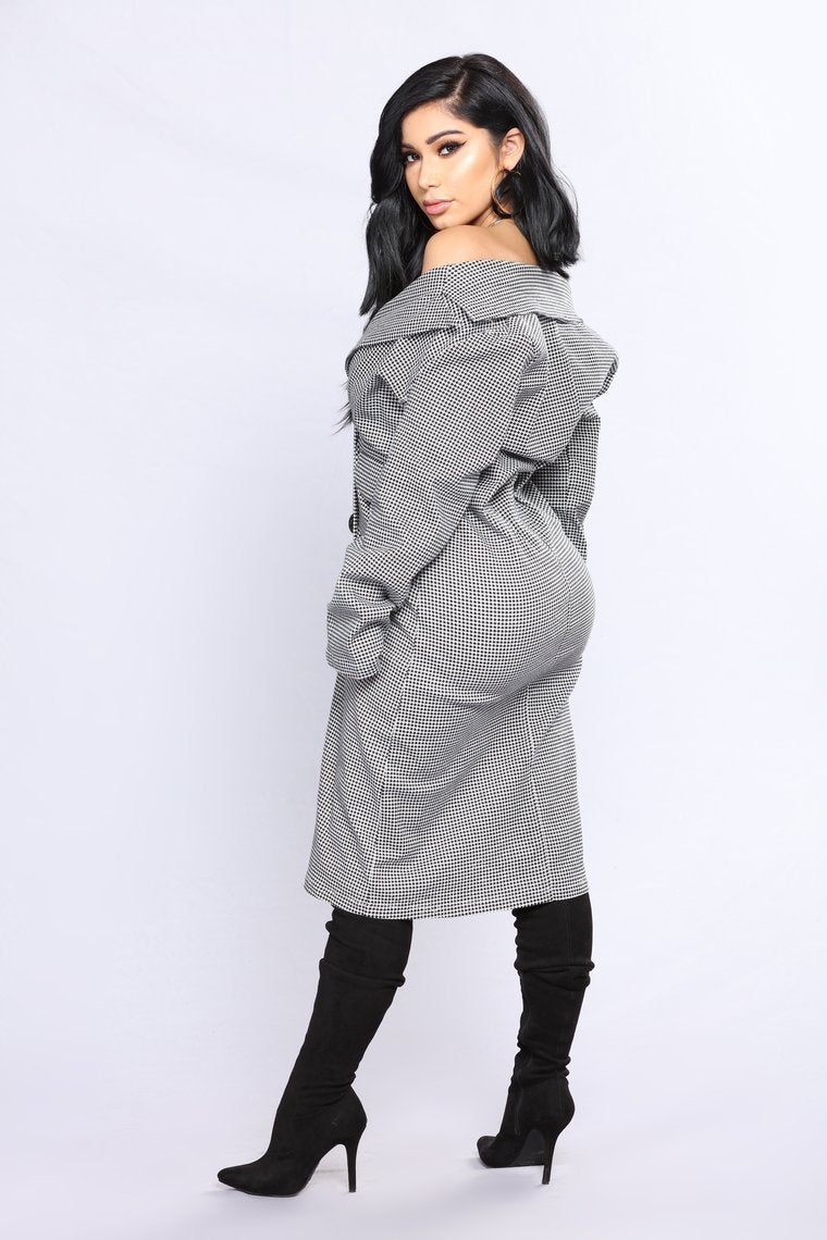 Tribeca Checkered Coat - Black/White - jameswhite001