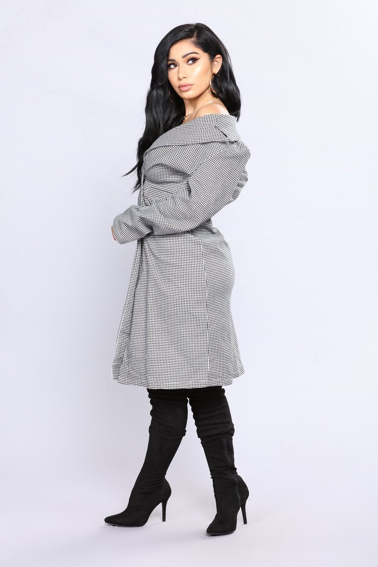 Tribeca Checkered Coat - Black/White - jameswhite001