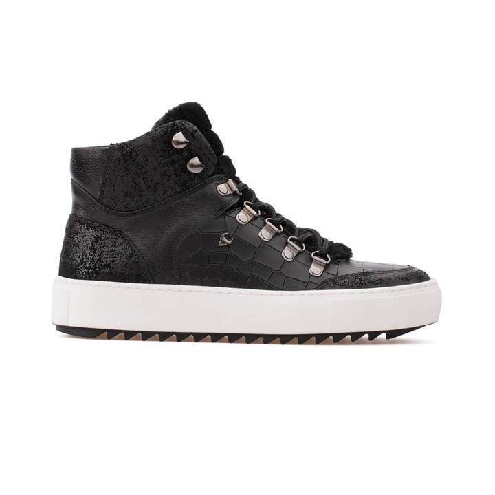 VICTORIA – LEATHER & FUR MIXED BLACK - jameswhite001