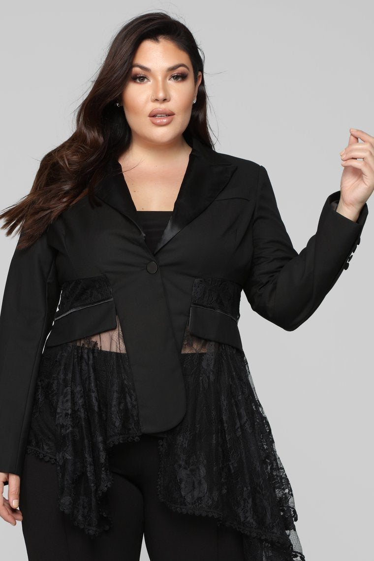 Victorian Lace Blazer - Black - jameswhite001
