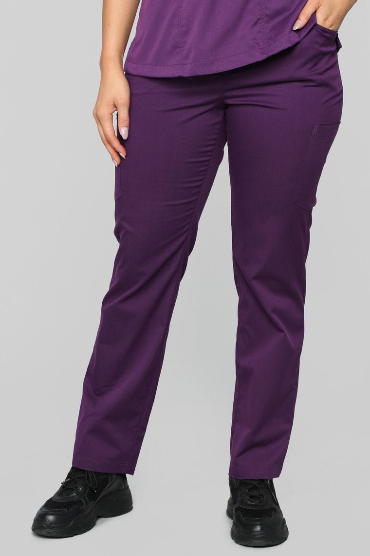 Vital Signs Fitted Scrub Set - Eggplant/Grey - jameswhite001