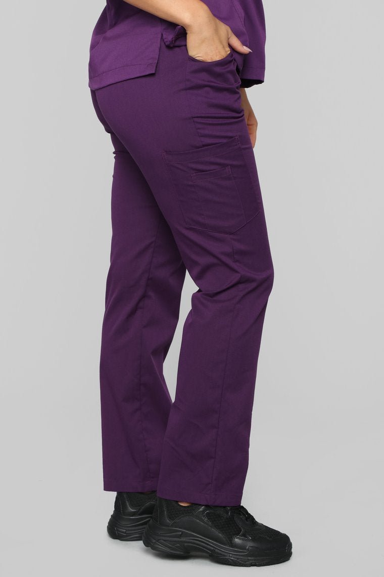 Vital Signs Fitted Scrub Set - Eggplant/Grey - jameswhite001