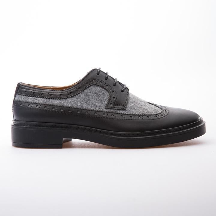 WAYNE - BLACK & GREY - WOOL & CALF LEATHER - jameswhite001