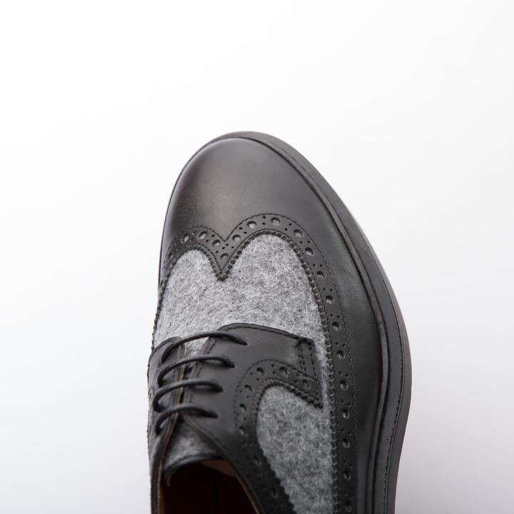 WAYNE - BLACK & GREY - WOOL & CALF LEATHER - jameswhite001