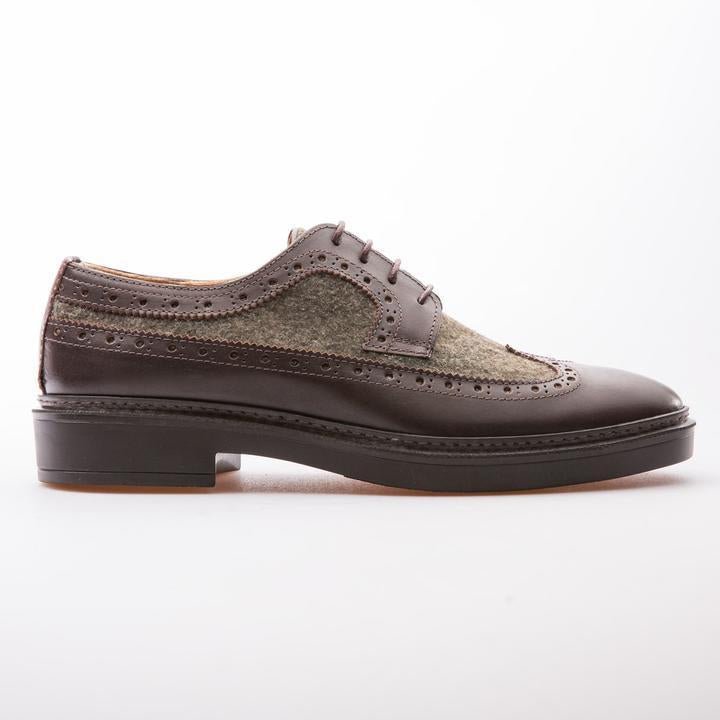 WAYNE - BROWN & KHAKI - WOOL & CALF LEATHER - jameswhite001