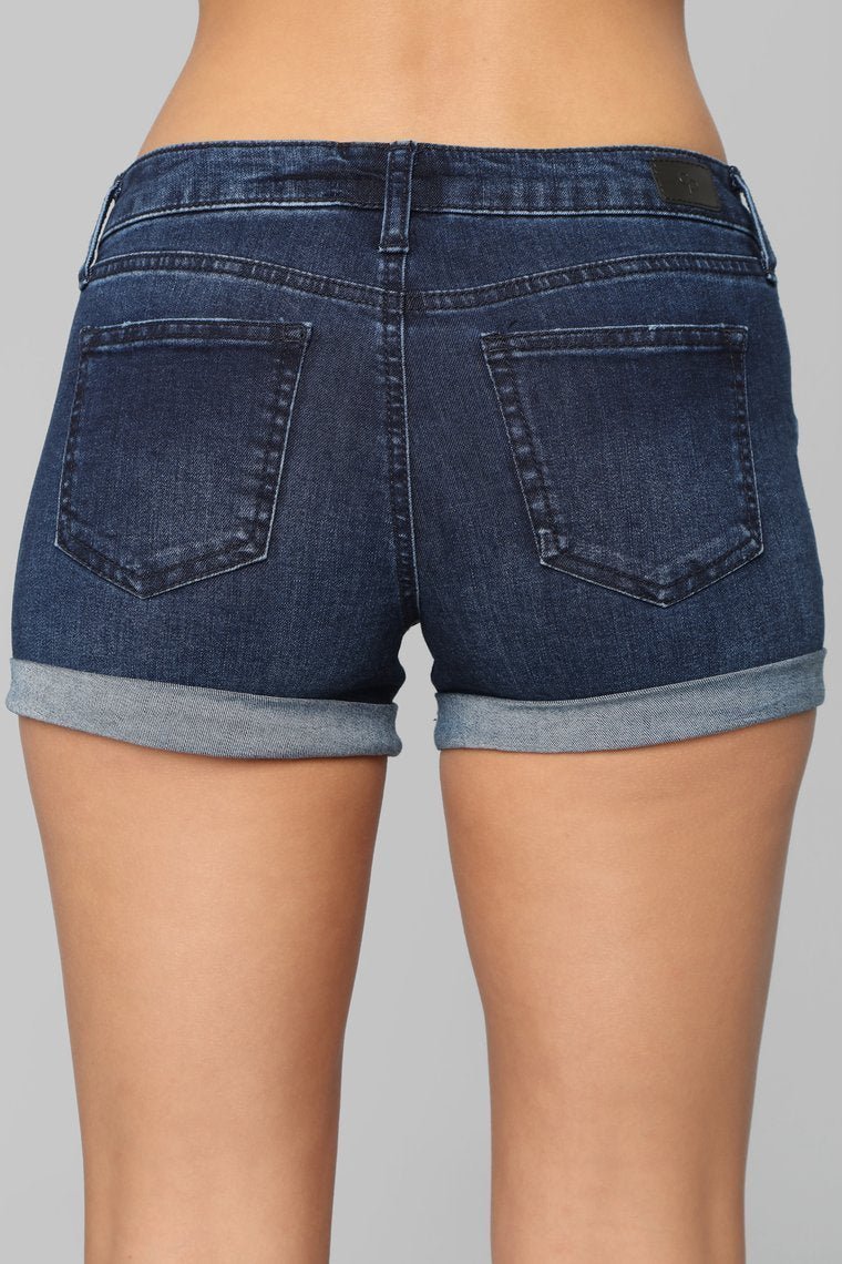 What's My Name Again Mid Rise Shorts - Dark Denim - jameswhite001