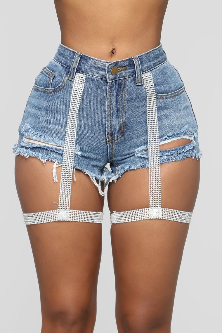 Woman Of Mystery High Rise Shorts - Medium Blue Wash - jameswhite001