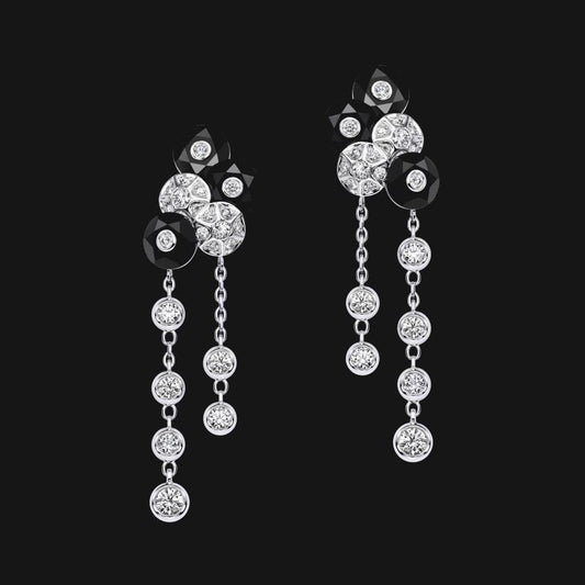 Boucles d'oreilles pendantes en obsidienne 18 carats