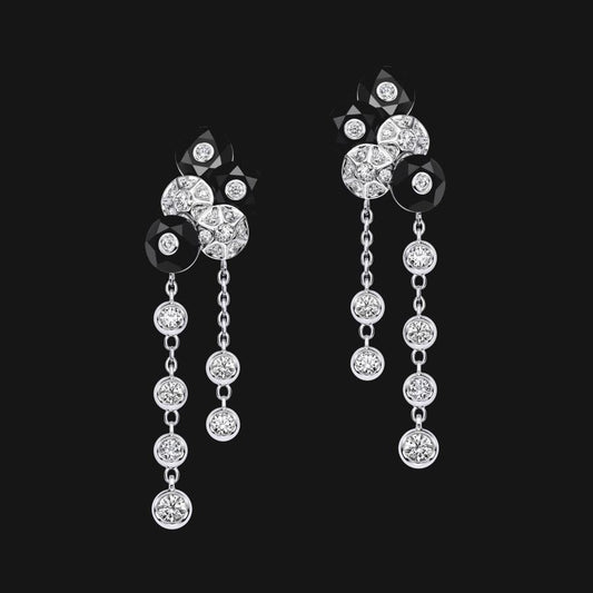 Boucles d'oreilles pendantes en obsidienne 14 carats