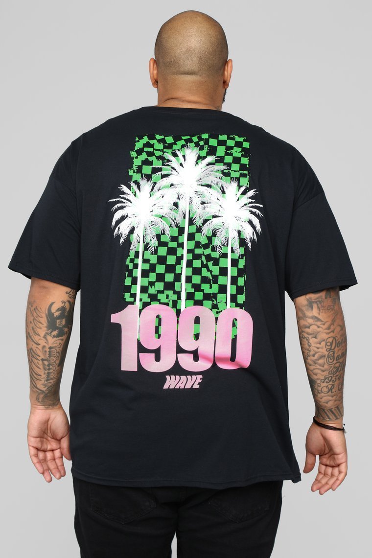 1990 Palm Tree Short Sleeve Tee - Black - jameswhite001