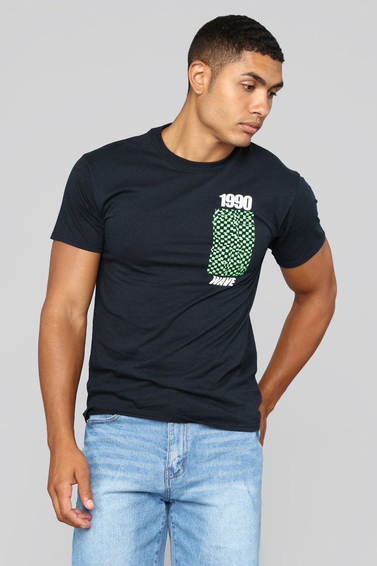 1990 Palm Tree Short Sleeve Tee - Black - jameswhite001
