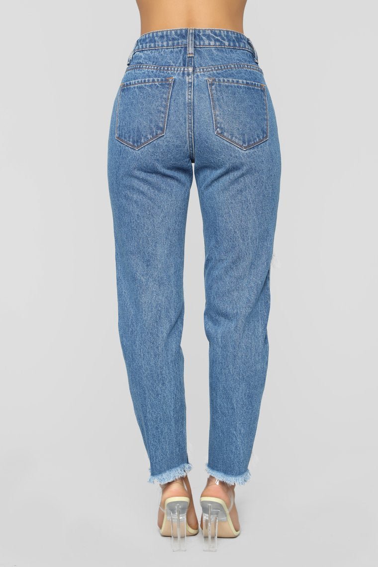 A Girl's Best Friend Boyfriend Jeans - Medium Blue Wash - jameswhite001