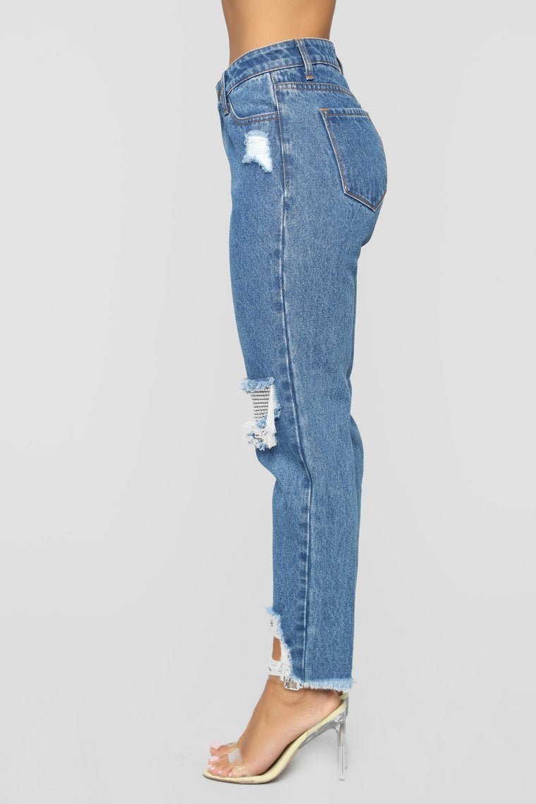 A Girl's Best Friend Boyfriend Jeans - Medium Blue Wash - jameswhite001