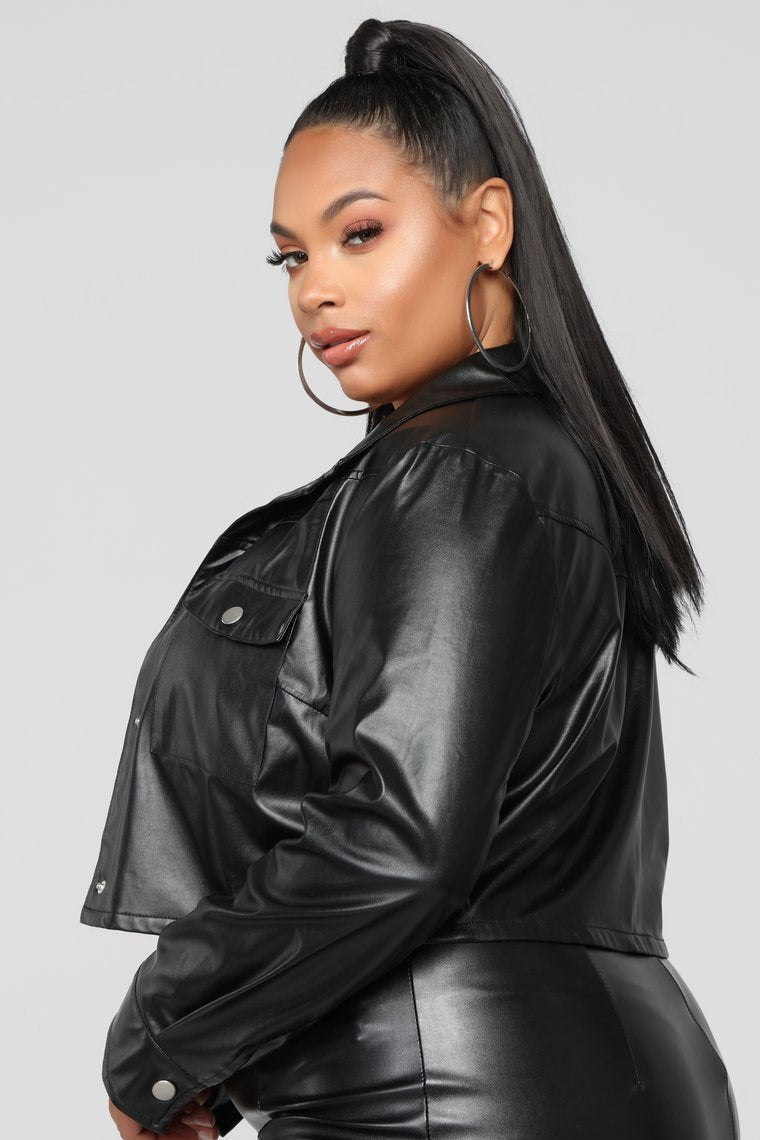 Activate Faux Leather Jacket - Black - jameswhite001
