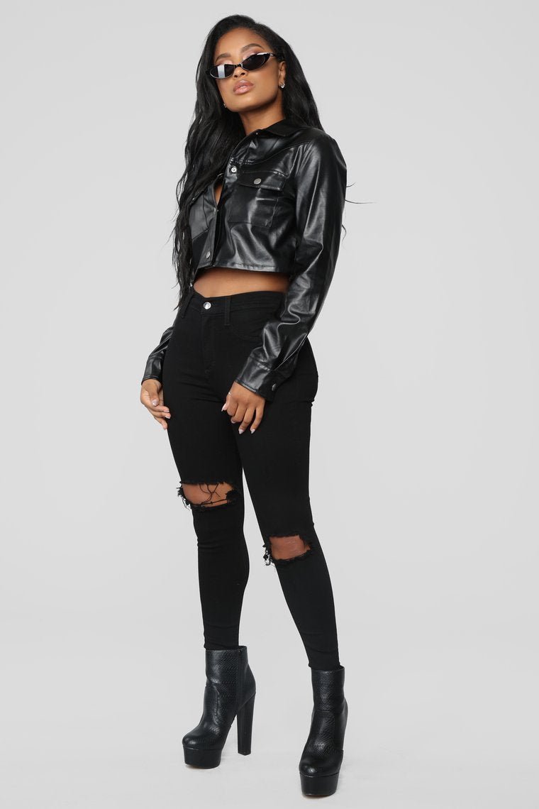Activate Faux Leather Jacket - Black - jameswhite001