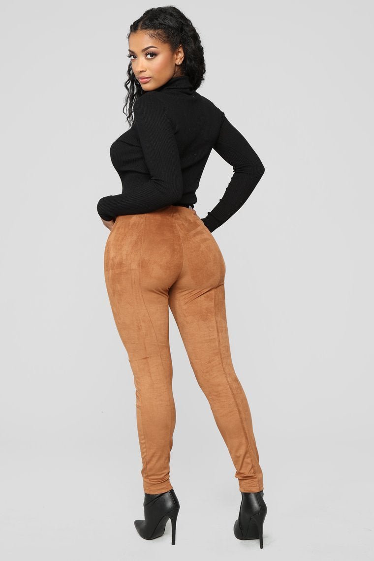 Adina Faux Suede Leggings - Cognac - jameswhite001
