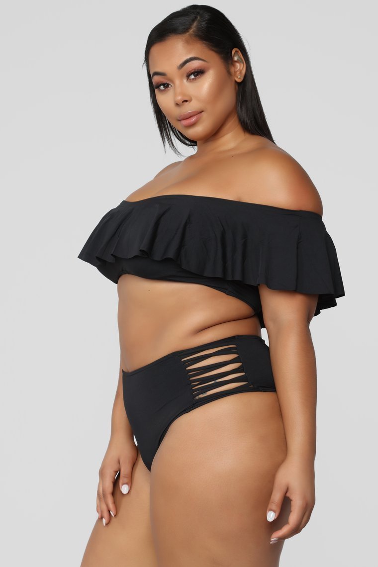 Alivia Ruffle Bikini Set - Black - jameswhite001