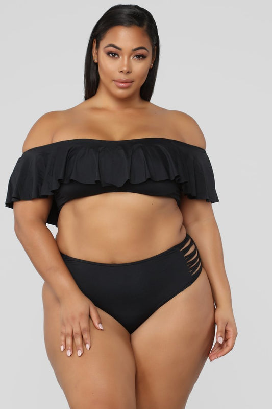 Alivia Ruffle Bikini Set - Black - jameswhite001